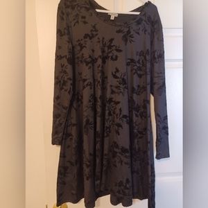 J for Justify Womens Size 1X Back Long Sleeve Dress With Burn-Out Design